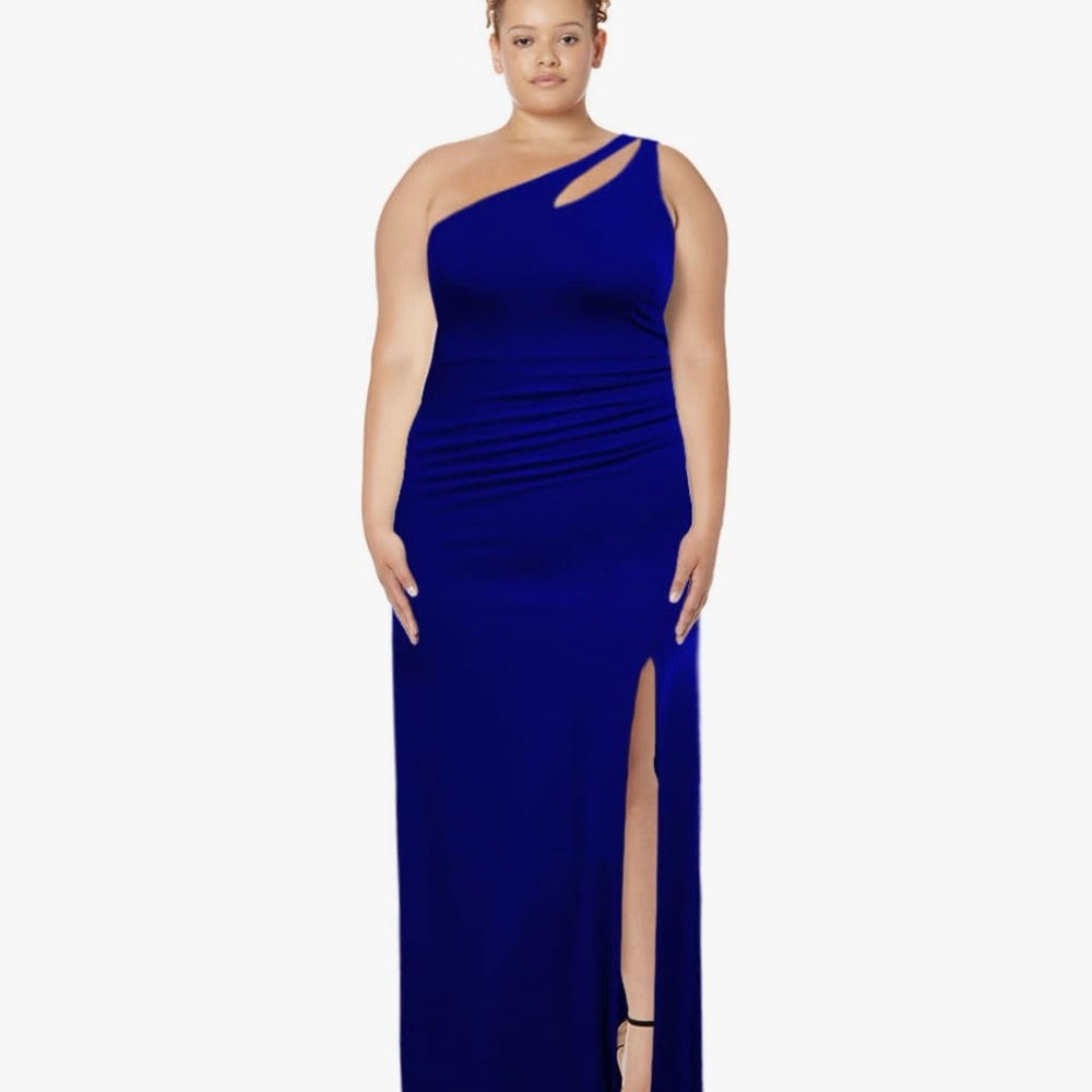 Chic One-Shoulder Navy Dress